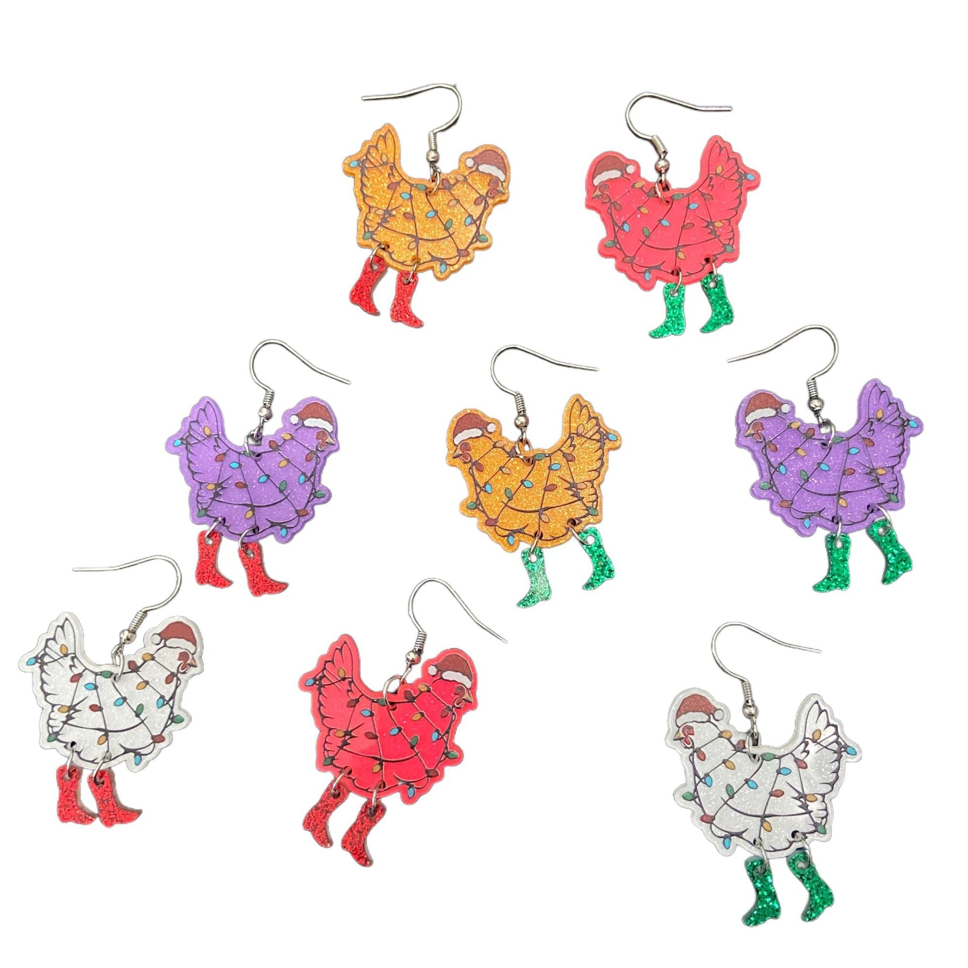 Wholesale Christmas Colorful Rooster Acrylic Earrings