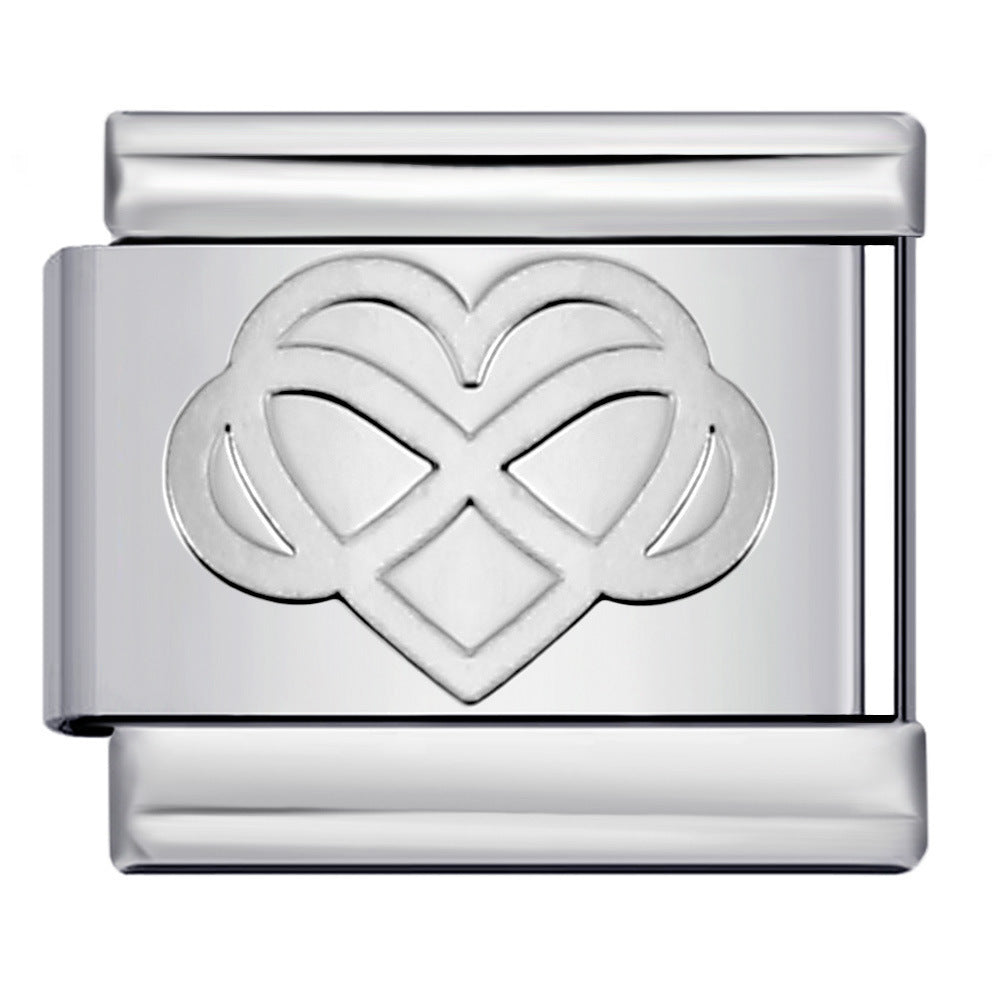 Wholesale DIY Italian Charm Bracelet Stainless Steel Concave Stamp Design Silver Jewelry Accessory for Boutique Resale