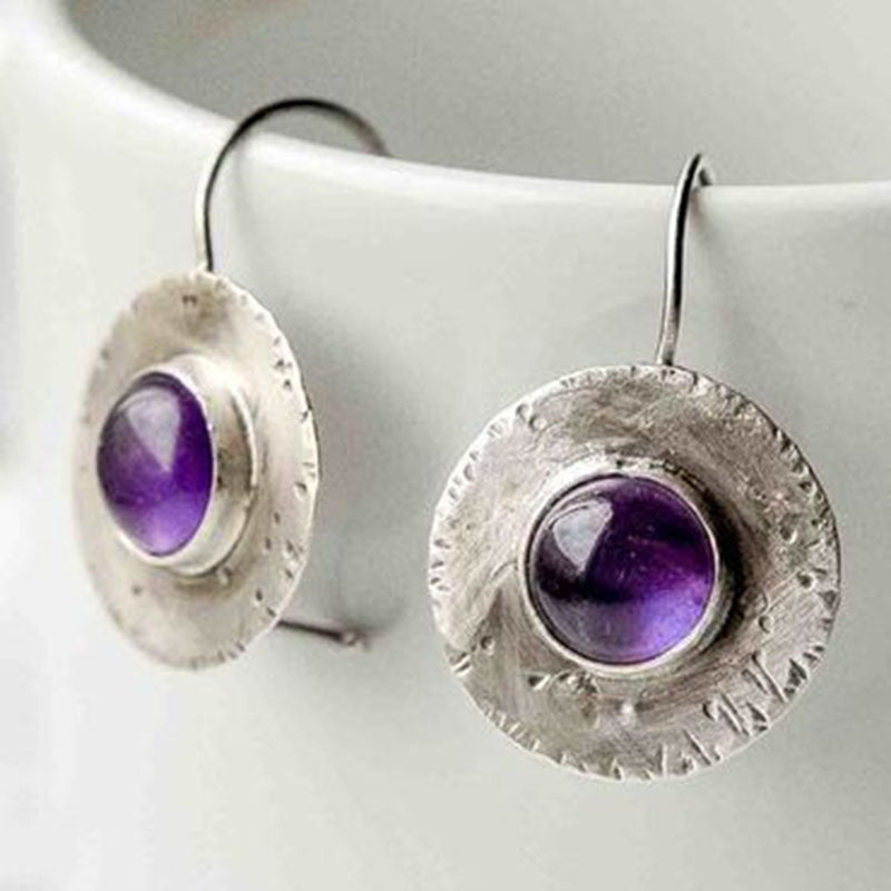 Wholesale  Round Blue Earrings Purple Moonstone Jewelry