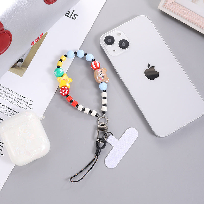 Wholesale Glass Dalmatian Chain Beaded Colorful Acrylic Bead Keychain