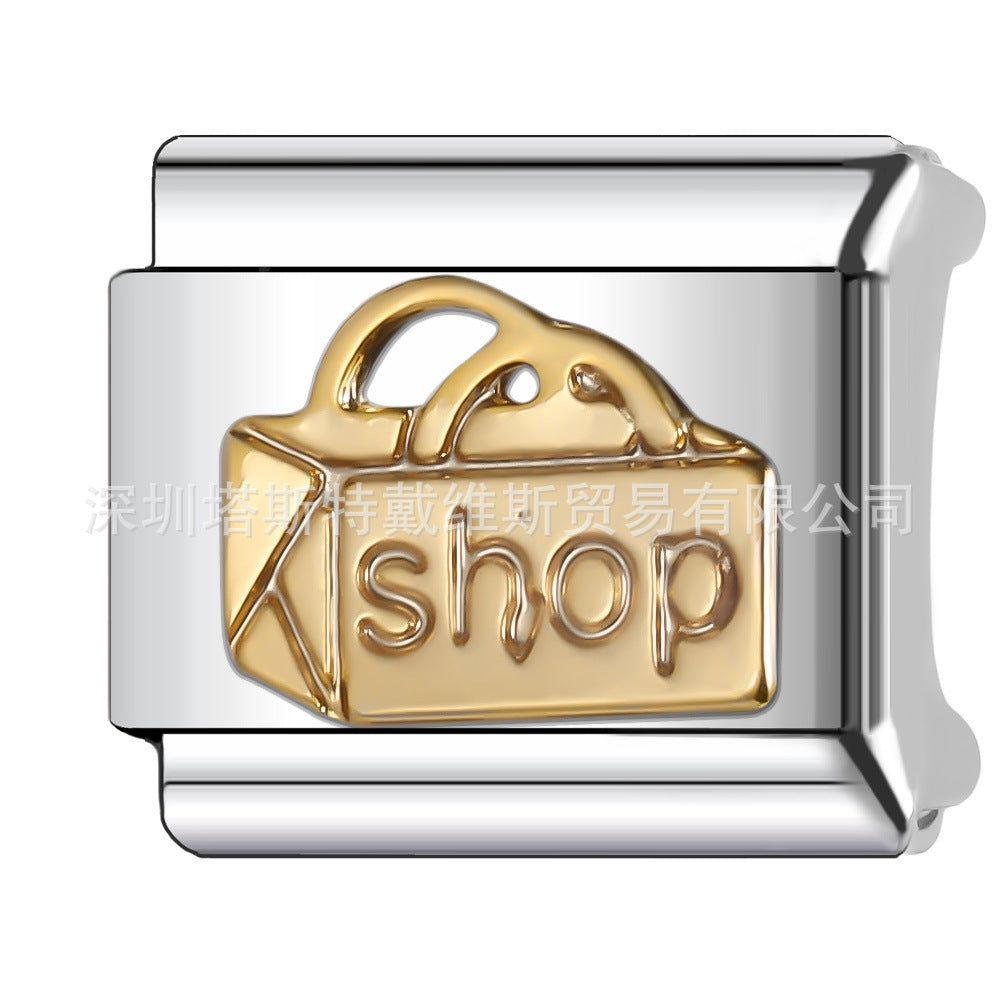 Wholesale  Italian Charm Bracelet 9mm DIY Single Section Creative Stainless Steel Composable Bracelet