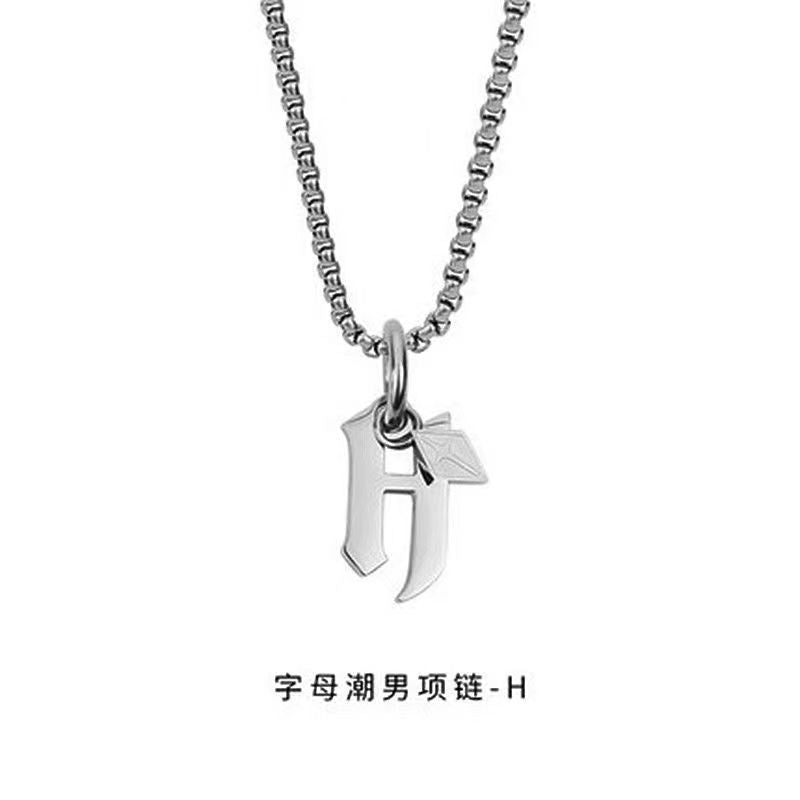 Wholesale Men's 26 Alphabet Titanium Steel Necklace
