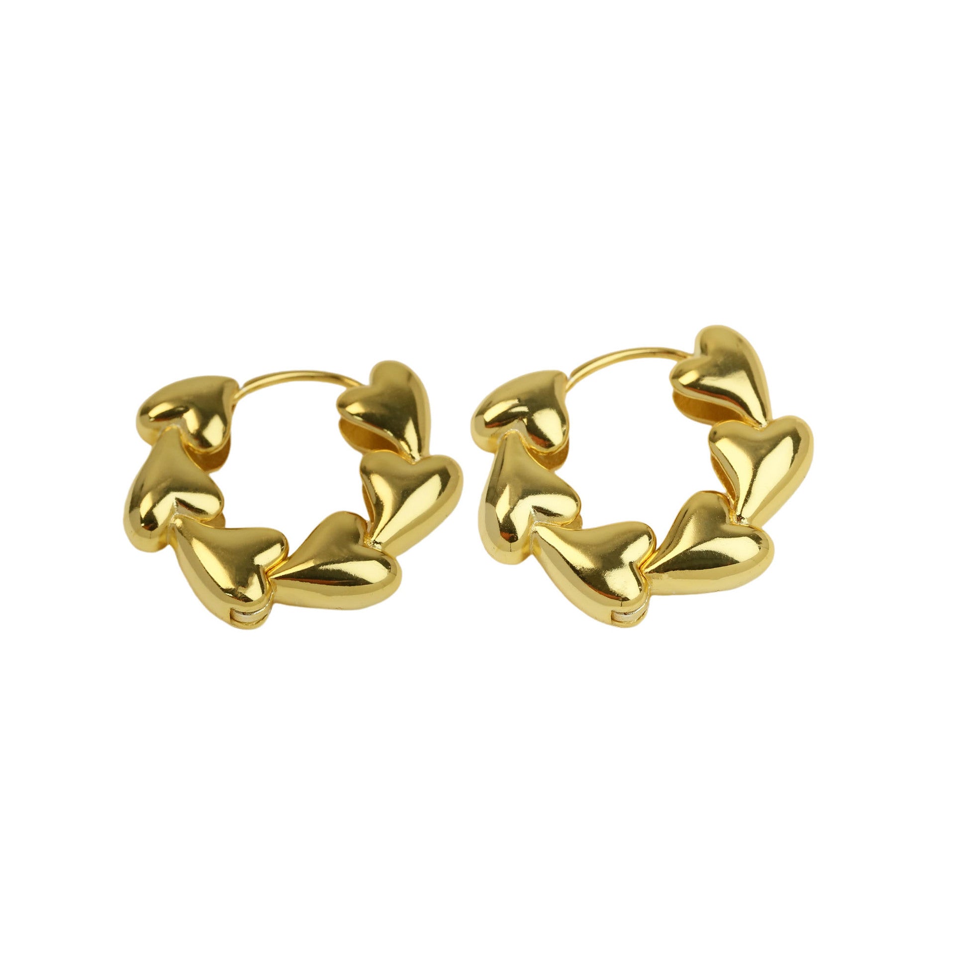 Wholesale 18k brass smooth love heart heart earrings