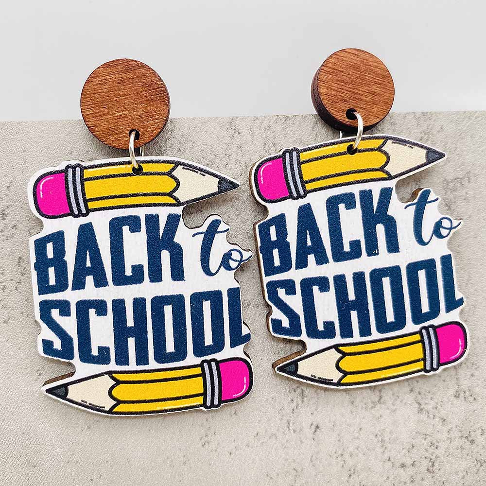 Wholesale Teacher's Day Pencil Book Wood Earrings ACC-ES-ChenY062