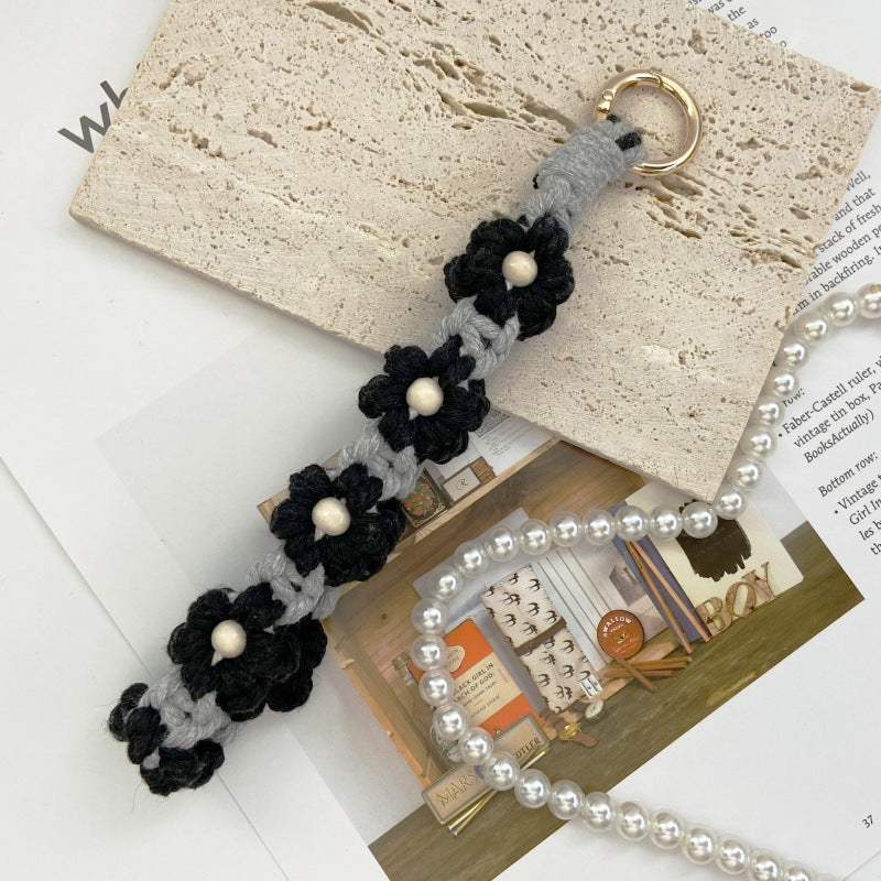 Wholesale Wooden Beads Flower Heart Small Daisy Flower Keychains ACC-KC-Huaien005