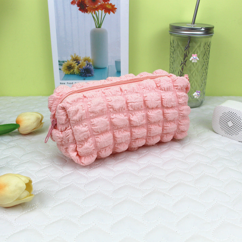 Wholesale Macaroon Color Bubble Grid Pencil Case