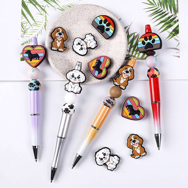 Wholesale 20pcs Puppy Cartoon Silicone Focal Beads ACC-BDS-RongFa032