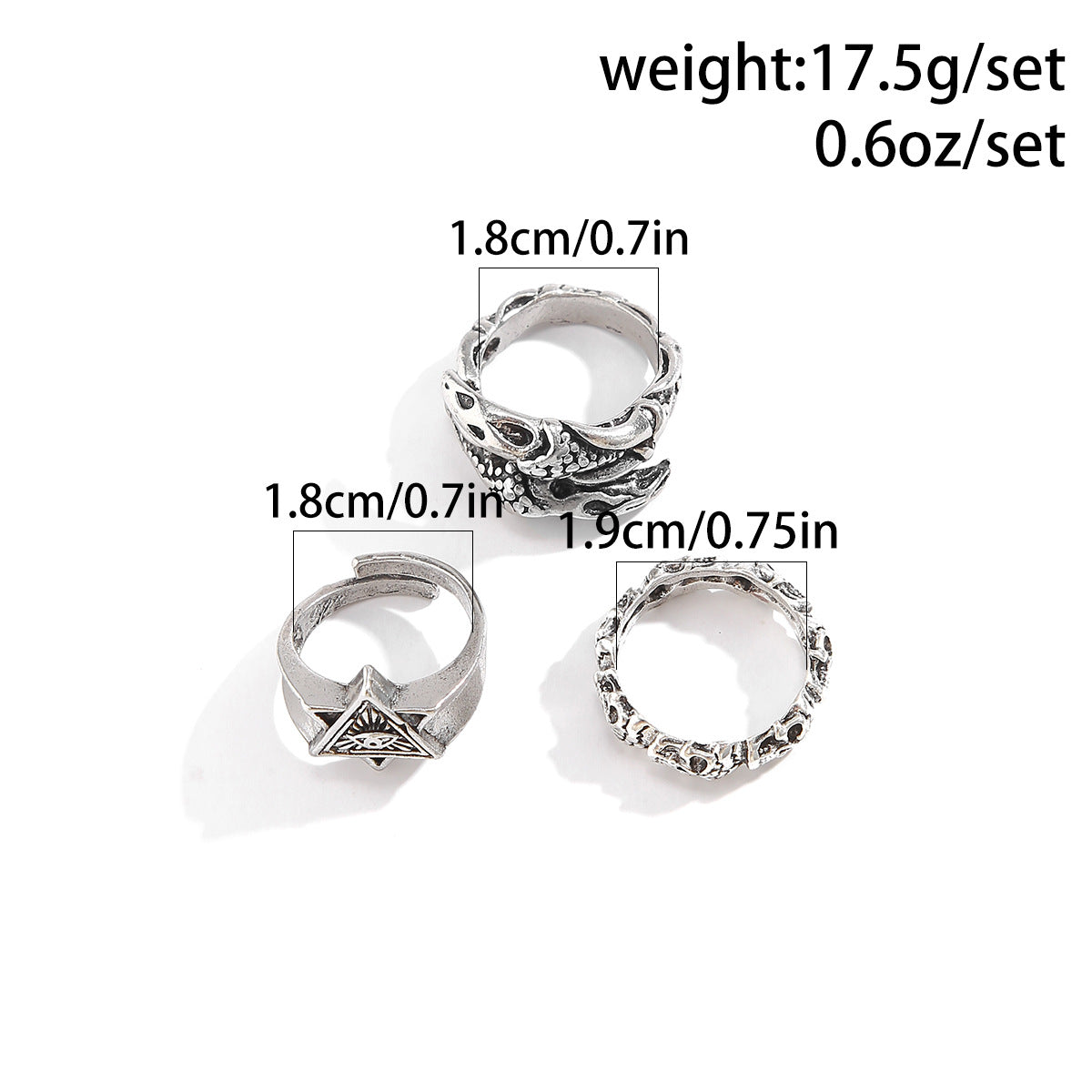 Wholesale European American Retro Six-Pointed Star Men' s Ring and Bracelet Set Alloy Electroplated Boutique Resale