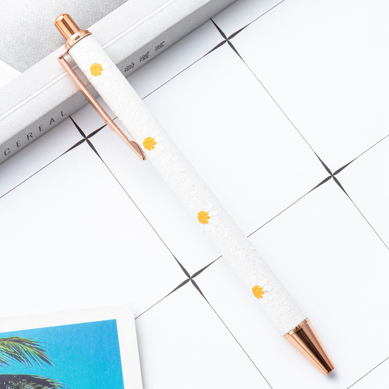 Wholesale Gold Powder Press Ballpoint Pen Glitter Chalk Metal Pen ACC-PN-HuaHao018