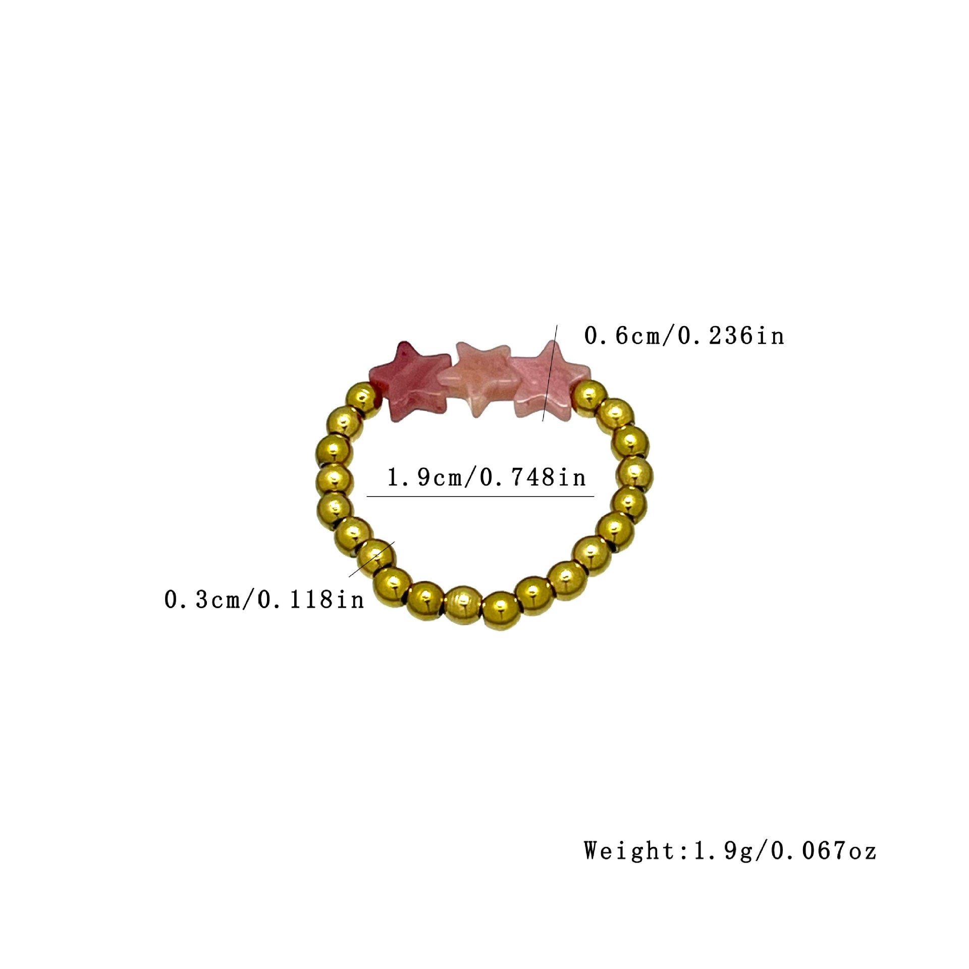 Wholesale natural stone pentagon elastic ring