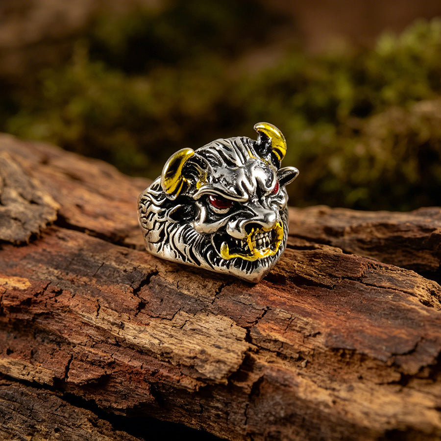 Wholesale Stylish Angry Bull Head Open Ring Zinc Alloy Men S Fashion Accessory