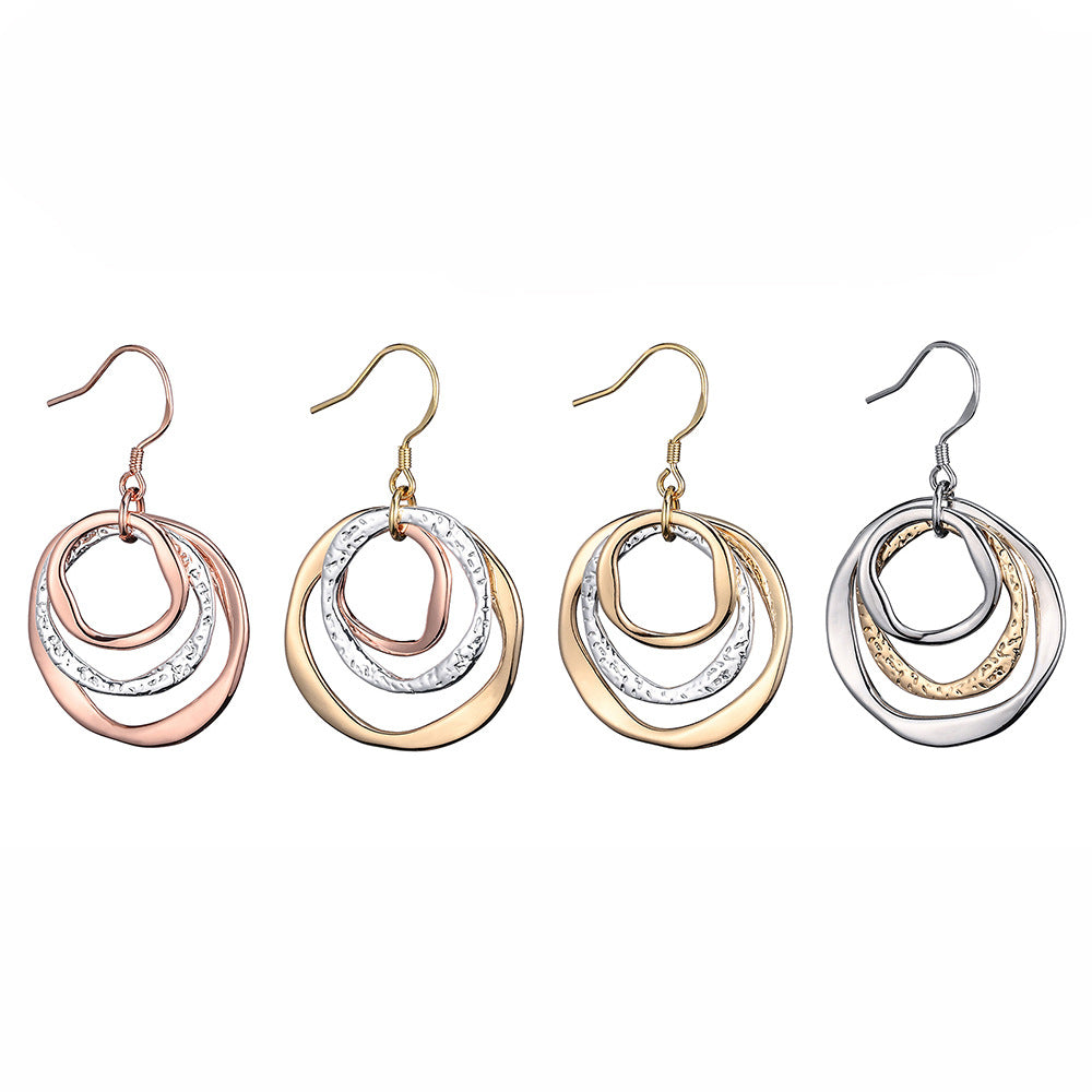 Wholesale  Zinc Alloy 3-Ring Circle Mixed Colorful Earrings