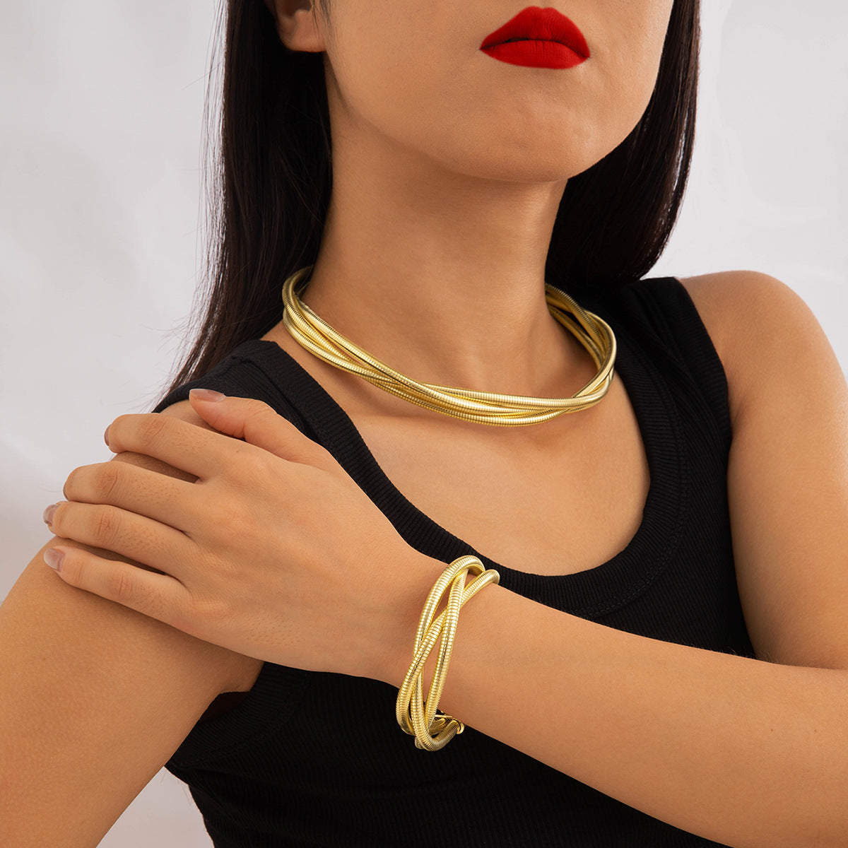 Wholesale Multi-layer Elastic Snake Bone Twist Necklace Bracelet ACC-BT-YongGe009