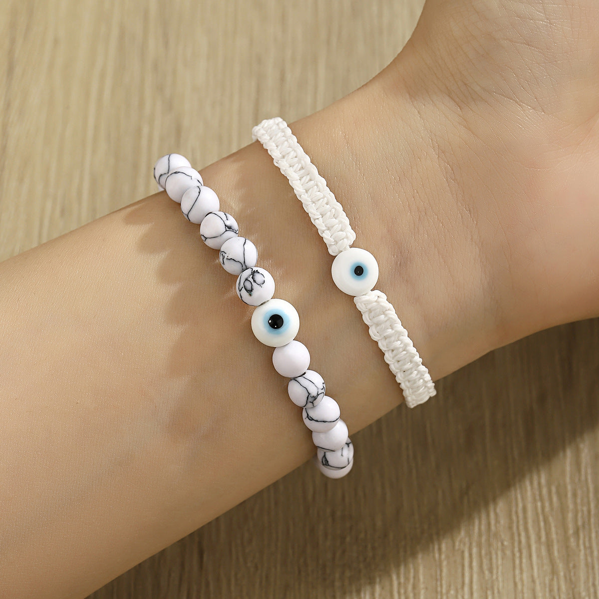 Wholesale Handmade Woven Evil Eye Bracelet With Black Beads Unisex Cord Jewelry Accessory For Everyday Casual Wear