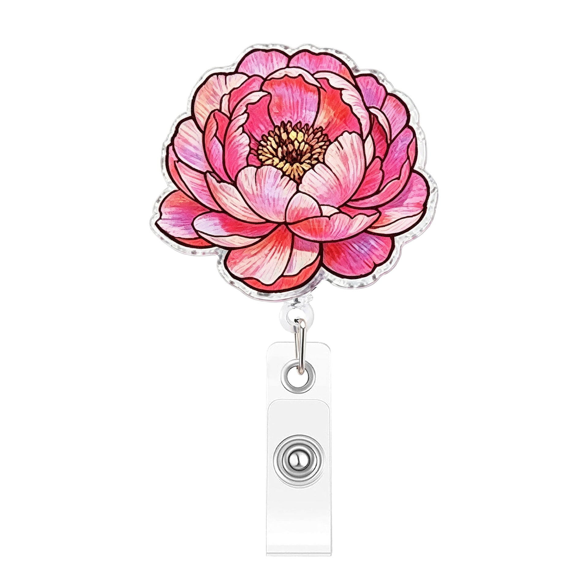 Wholesale Glitter Acrylic Retractable ID Card Holder Heart Design for Girls Fashion Accessory