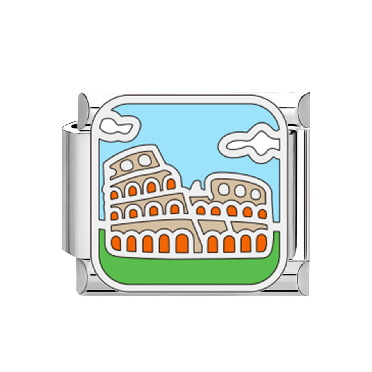 Wholesale Creative DIY Italian-style modular bracelet charm featuring travel landmark designs in stainless steel