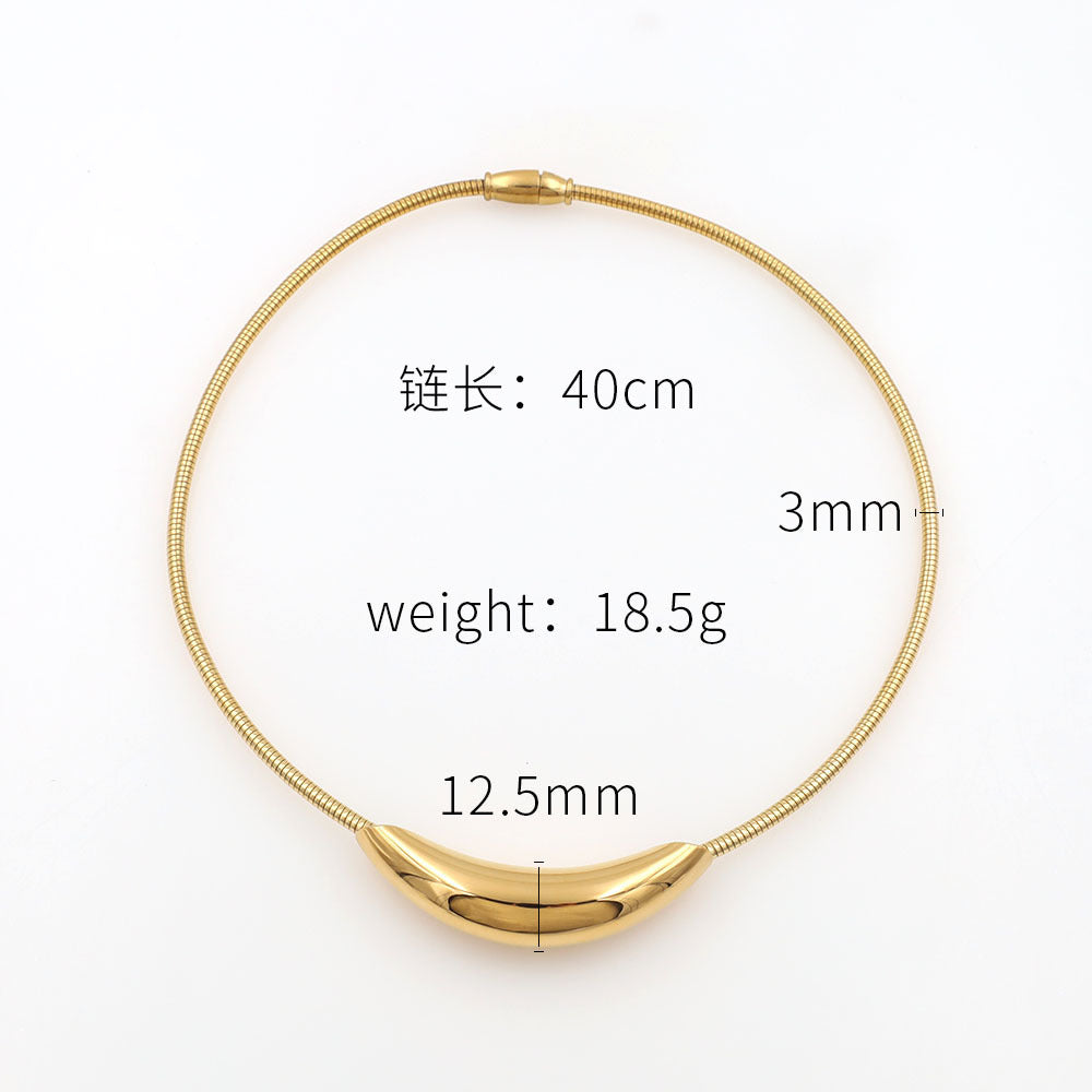 Wholesale Non-fading Ring-shaped Round Tube Titanium Steel Necklaces ACC-NE-XuanKa002