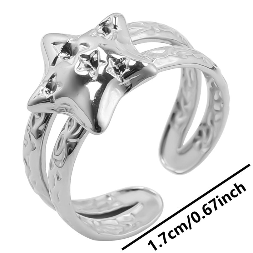 Wholesale Stainless Steel Open Adjustable Star Ring