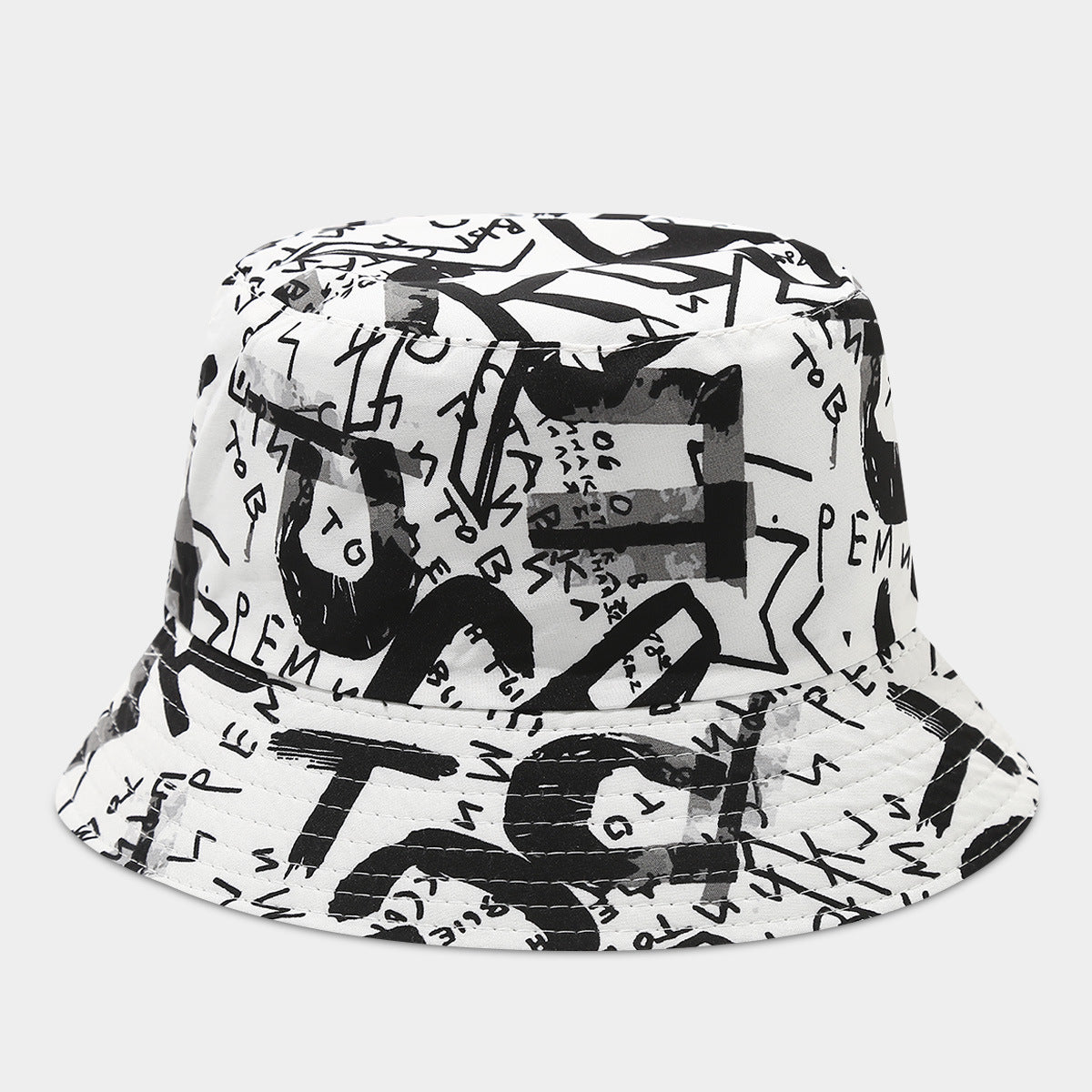 Wholesale  Graffiti Letter Double-sided Fisherman Hat Bucket Hat