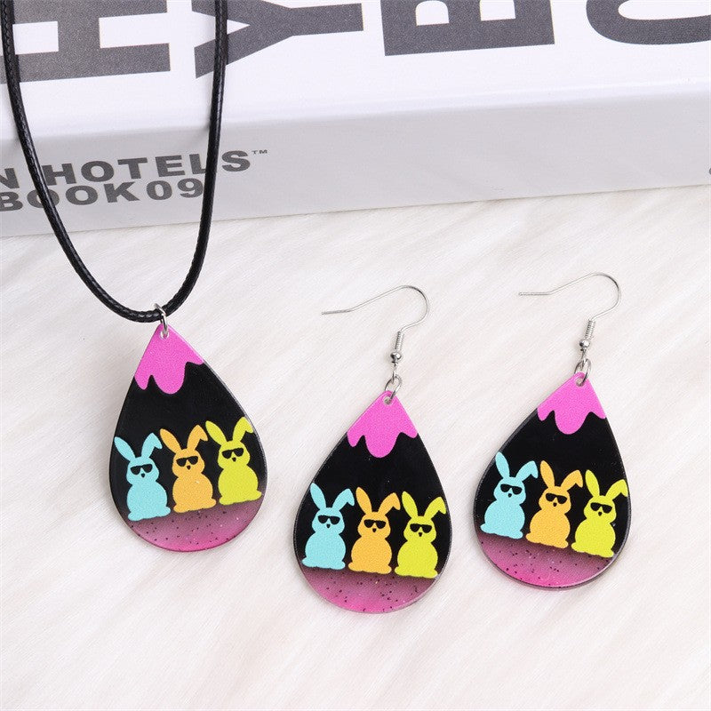 Wholesale 2pcs Acrylic Easter Bunny Earrings