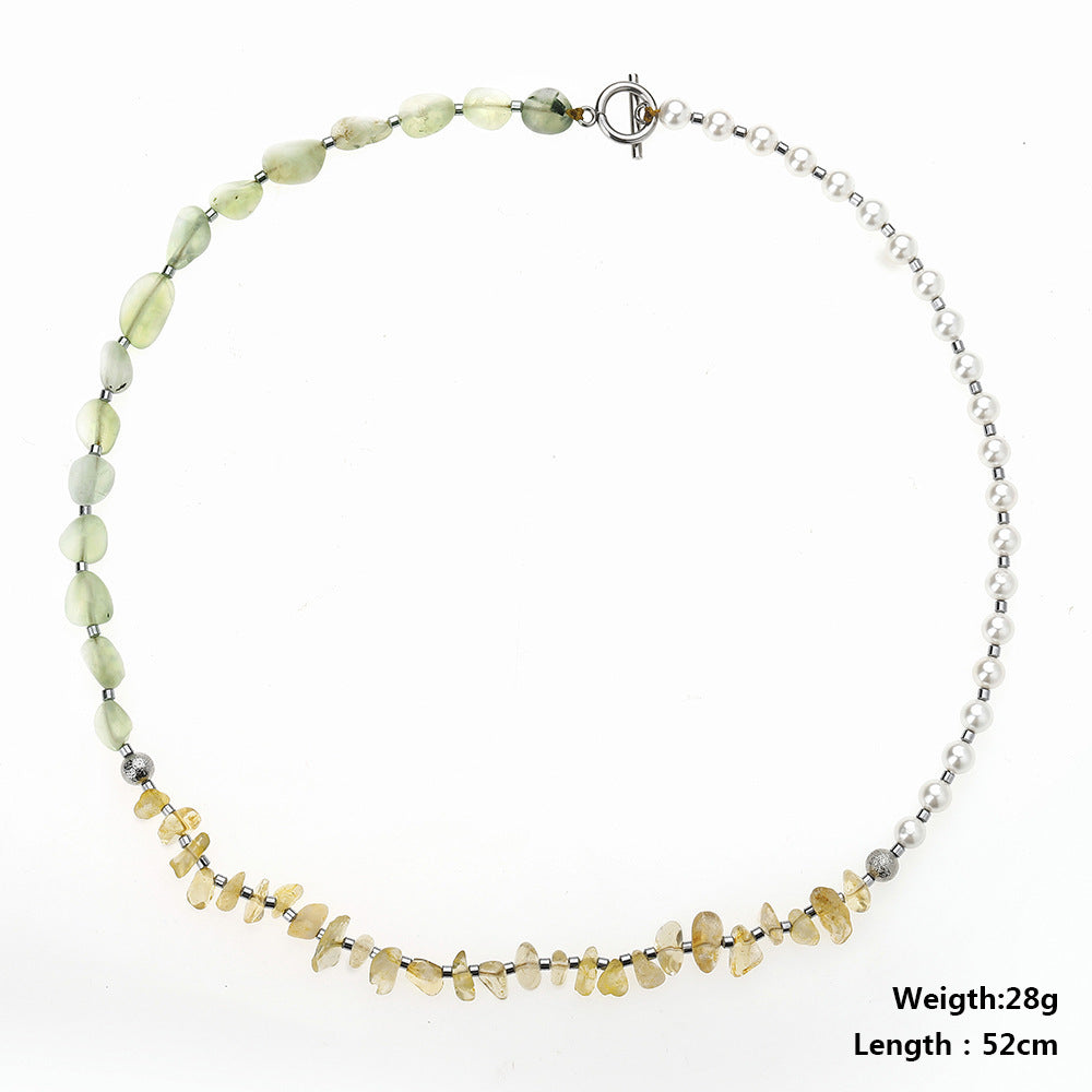 Wholesale  Yellow Crystal Pearl Hand-woven Irregular Gravel Bead Combination Bracelet