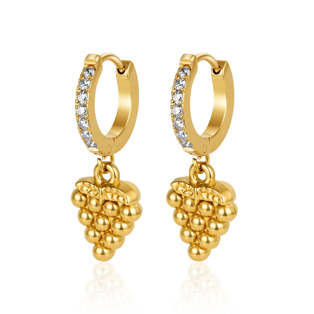 Wholesale Vintage Stainless Steel Pearl Drop Earrings with Rhinestones