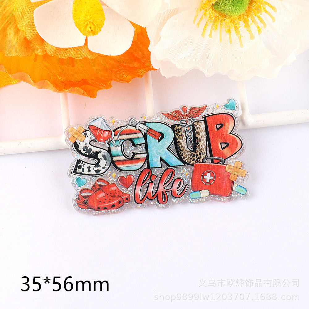 Wholesale 10PCS DIY Acrylic Loose Cute Cartoon Brooch Flatback
