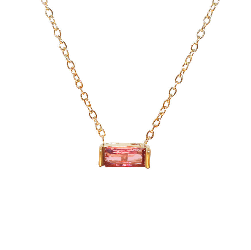 Wholesale Stainless Steel 12 Birthstone Necklace Zircon Necklace