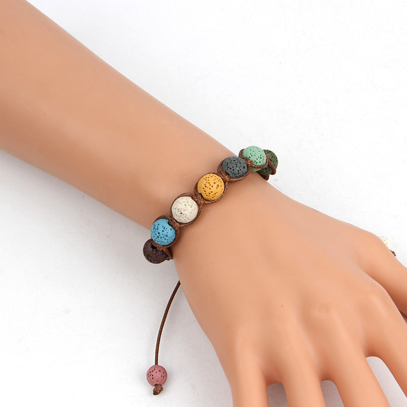 Wholesale macaron volcanic stone handmade braided bracelet