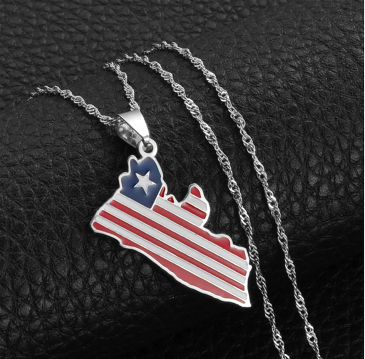 Wholesale Stainless Steel Africa Liberia Map Flag Pendant Necklace