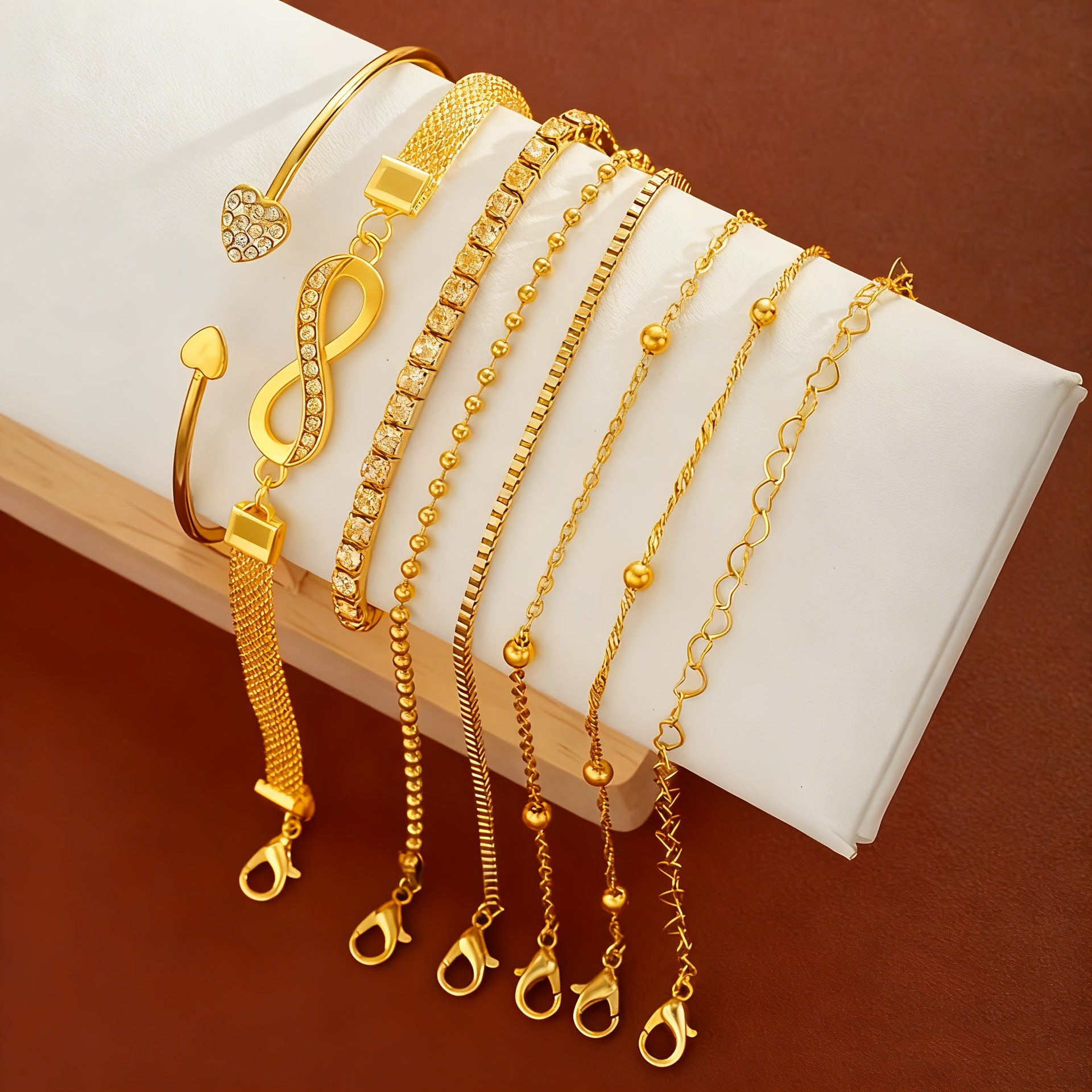 Wholesale Heart Shaped Open Stacking Bracelet Set Women Fashion Jewelry Accessory Gift