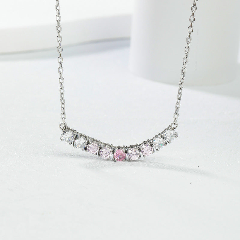 Wholesale  fashion clavicle chain color gradient round tennis necklace