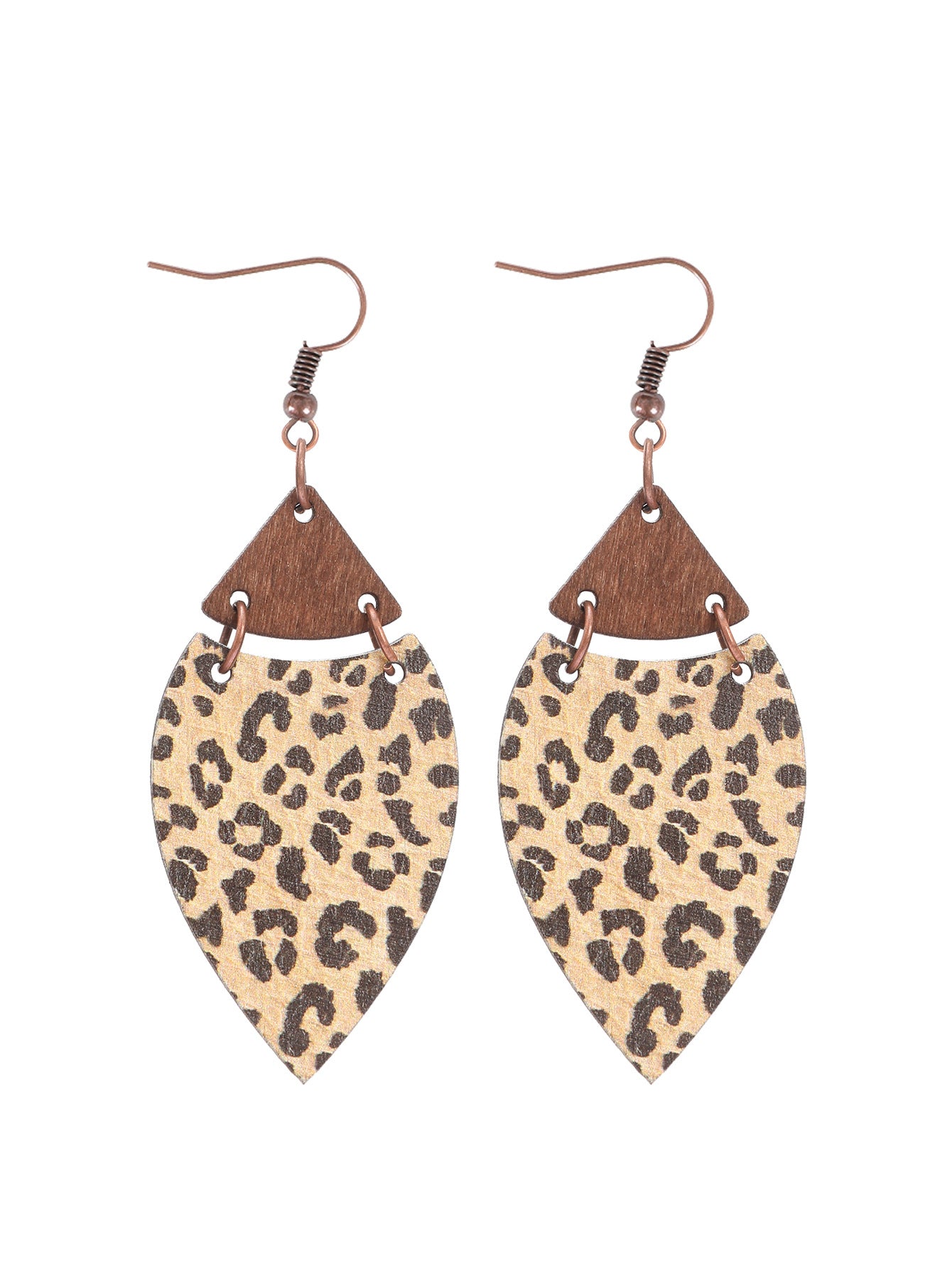 Wholesale  Retro Bohemian Leopard Leaves  Wood Pieces Earrings
