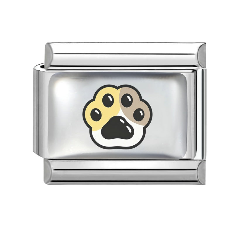 Wholesale Cute Pet Paw Print Charms Stainless Steel For DIY Bracelet Making Fashion Jewelry Accessory Gift
