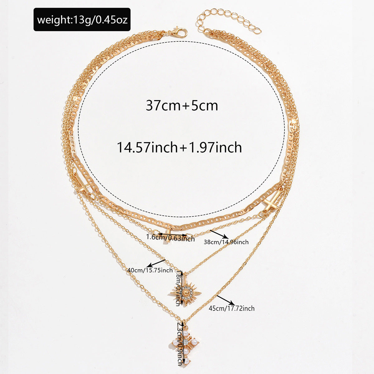 Wholesale Multi-Layer Rhinestone Cross and Star Necklace Fashion Jewelry Accessory for Women
