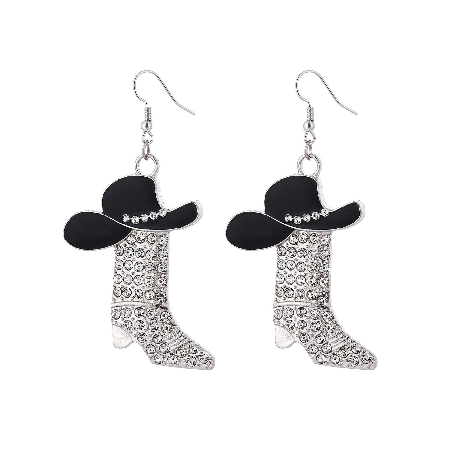 Wholesale western boots pendant earrings creative full diamond earrings