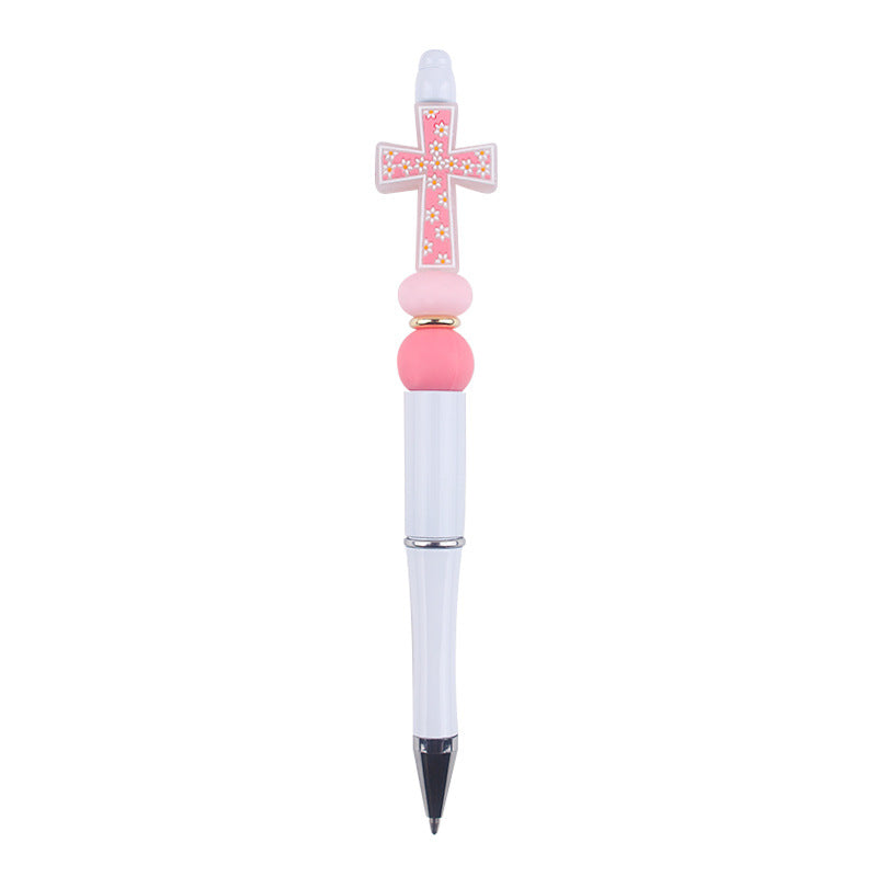 Wholesale  DIY Beaded Pen Creative Handmade Cross Silicone Beads Beaded Pen