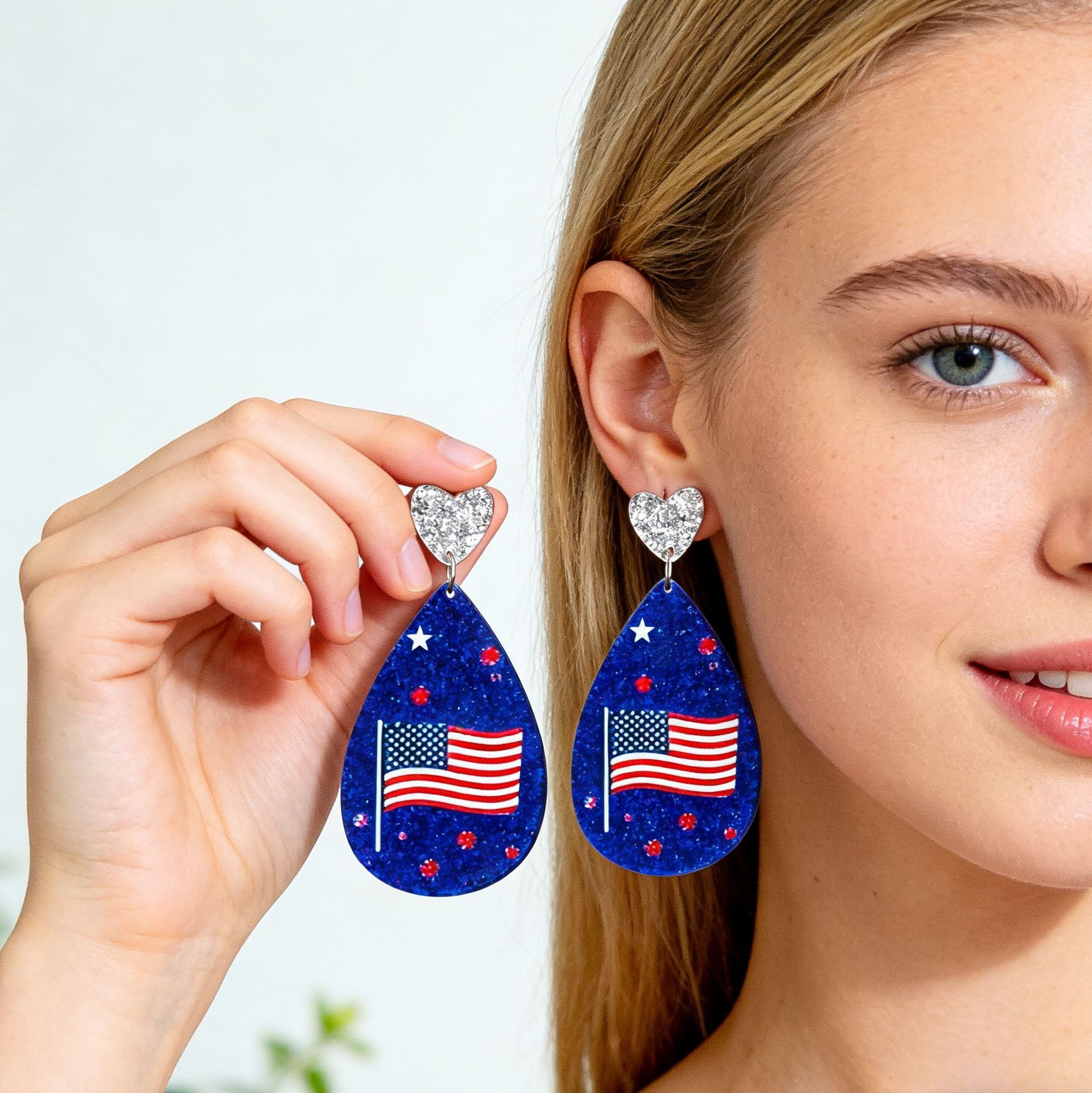 Wholesale Independence Day Flag-Colored Acrylic Earrings