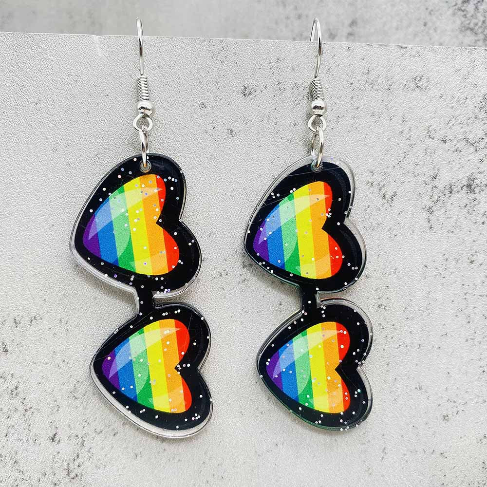 Wholesale LGBT Heart Shaped Glasses Acrylic Earrings ACC-ES-CY018