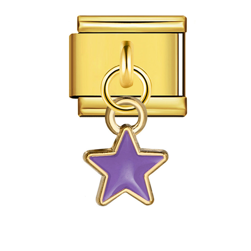 Wholesale  Italian Charm Bracelet 9mm DIY Star and Moon series  Creative Stainless Steel Composable Bracelet