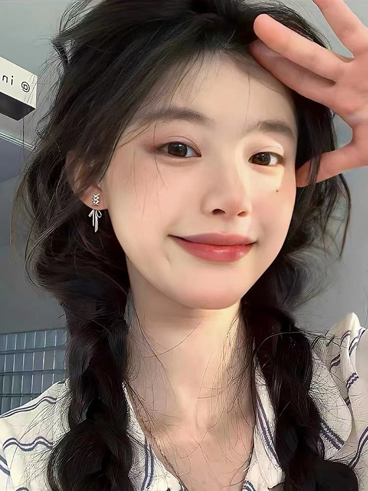 Wholesale 925 sterling silver needle bow stud earrings