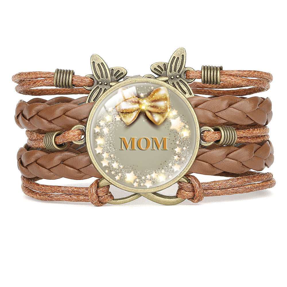Wholesale Letter mom multi-layer braided leather bracelet