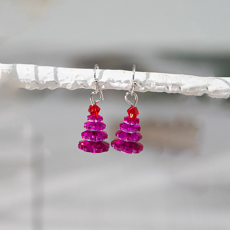 Wholesale Crystal-plated Christmas tree earrings