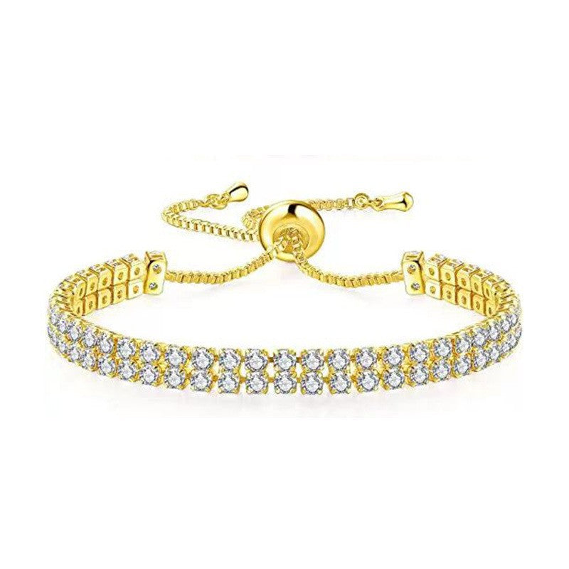 Wholesale White Zircon Tennis Pulling Bracelet Set