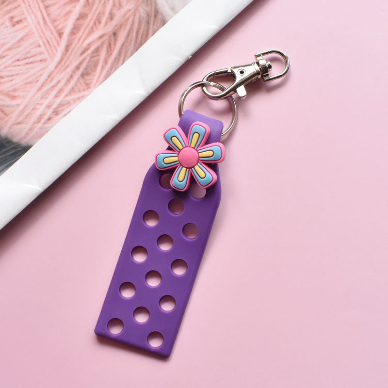 Wholesale Random 10pcs Colored Flower PVC Soft Adhesive DIY Board Keychains ACC-KC-RYY004