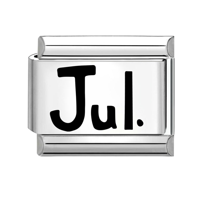 Wholesale Italian Calendar-Themed DIY Modular Bracelet Black White Stainless Steel for Jewelry Accessory Everyday Wear