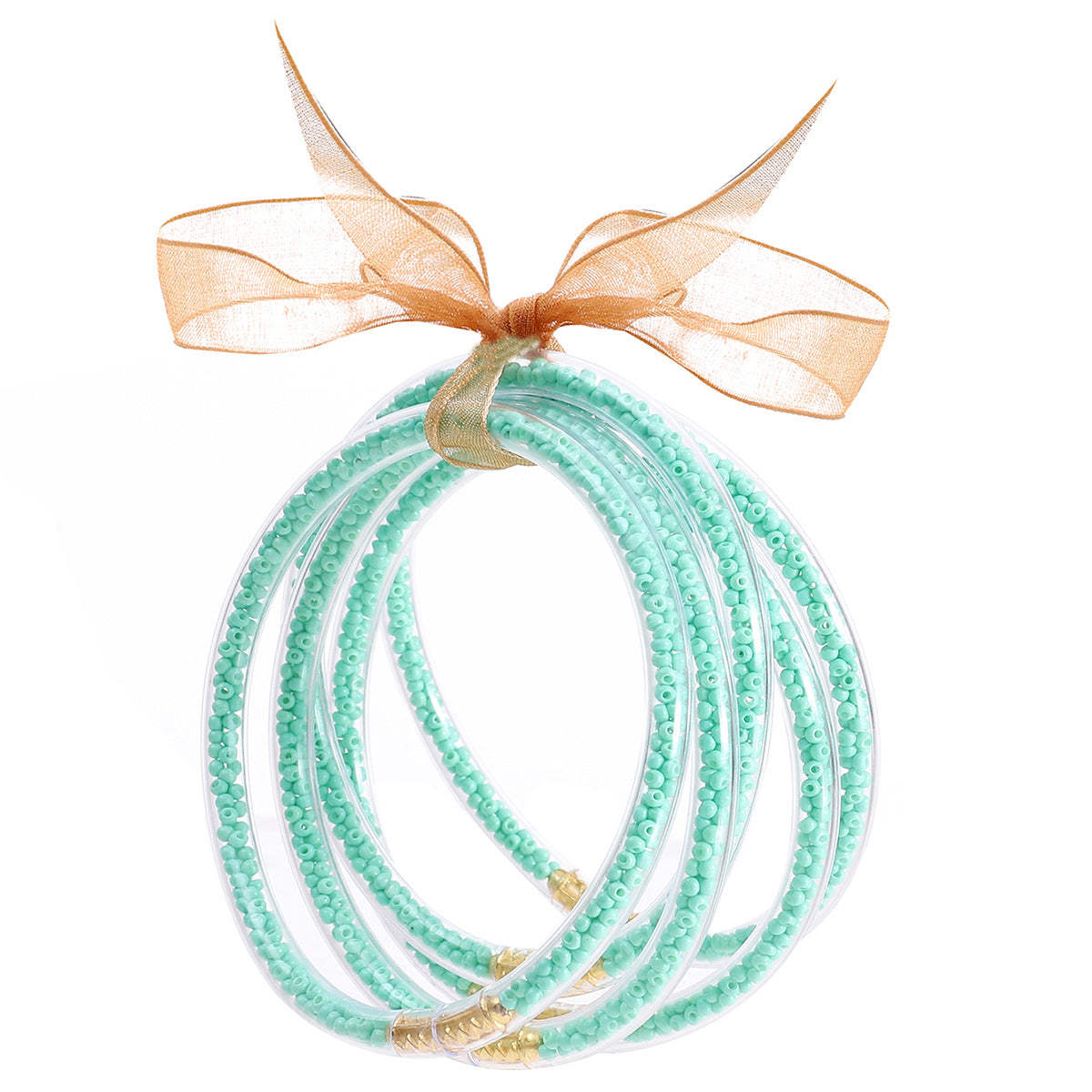 Wholesale Rice Beads Colorful Ribbon Plastic Silicone Tube Bracelet Jelly Bangles Beaded Bracelets ACC-BT-YTian005