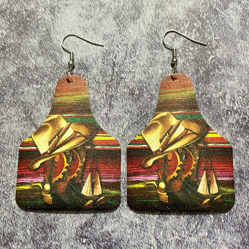 Wholesale  Western Retro Leather Earrings Bohemian Style Earrings