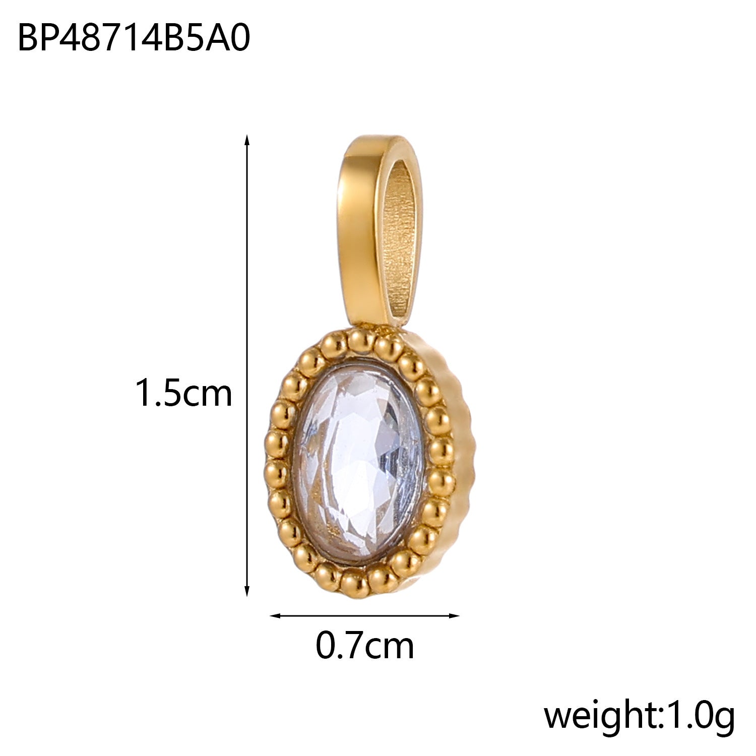 Wholesale Colored Zircon Round DIY Stainless Steel Pendant
