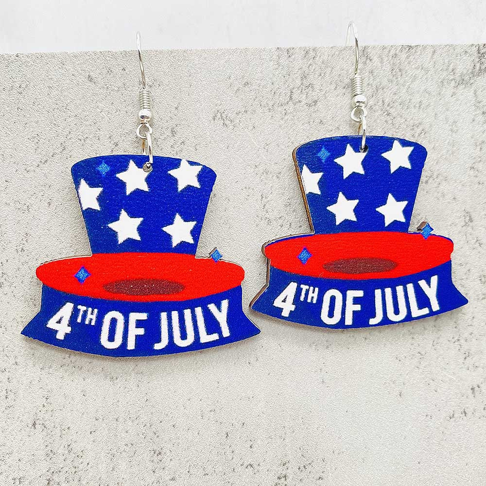Wholesale  American Independence Day earrings hat boots wooden earrings